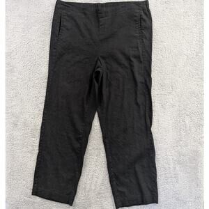 J Jill Size 16 Women Pull On Linen Stretch Pants Pockets 29” Inseam Black